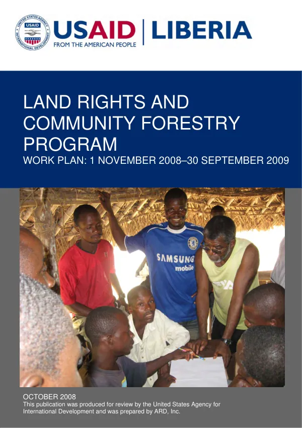 Land rights and community foretry program : work plan, 1 November 2008-30 September 2009