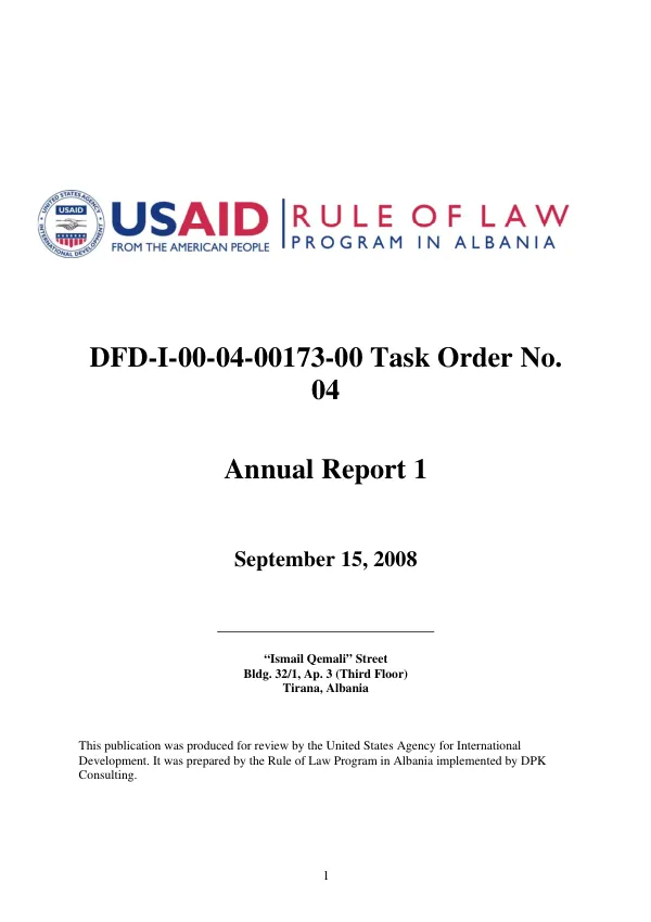 USAID/rule of law program in Albania : annual report 1