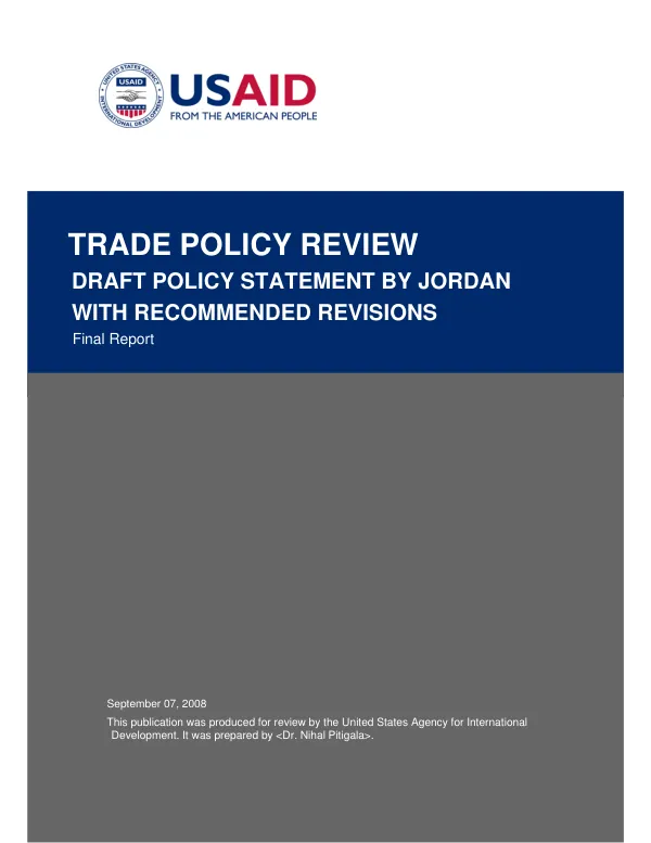Trade policy review : draft policy statement by Jordan with recommended revisions -- draft for discussion