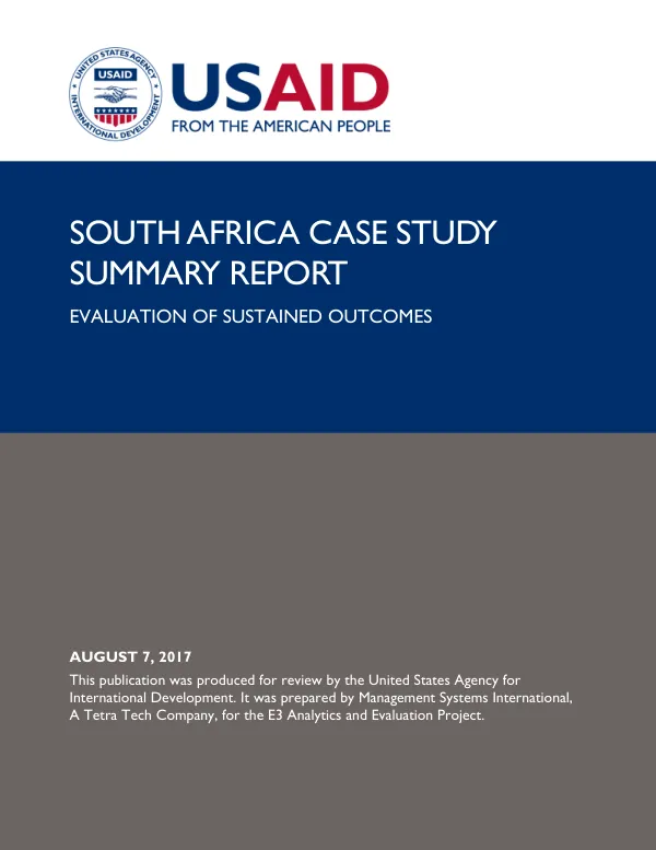South Africa case study summary report : sustained outcomes evaluation