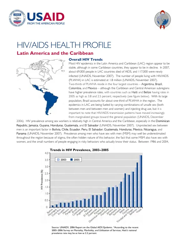 HIV/AIDS health profile : Latin America and the Caribbean