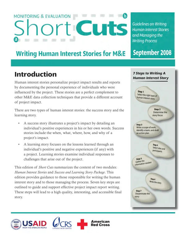 Writing human interest stories for M&E : guidelines for writing human interest stories and managing the writing process