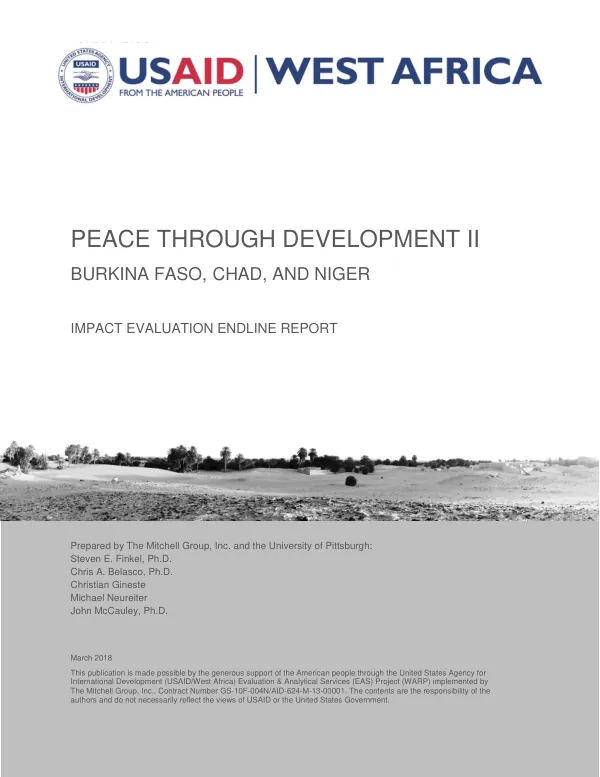Peace through development II : Burkina Faso, Chad, and Niger : impact evaluation endline report