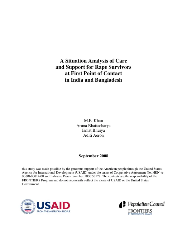 A situation analysis of care and support for rape survivors at first point of contact in India and Bangladesh