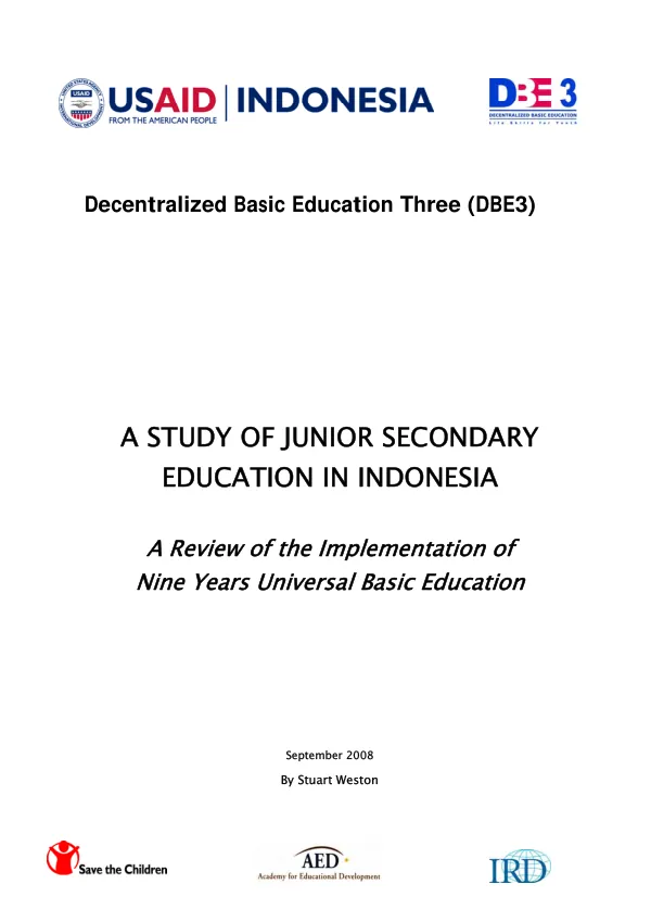 A study of junior secondary education in Indonesia : a review of the implementation of nine years universal basic education