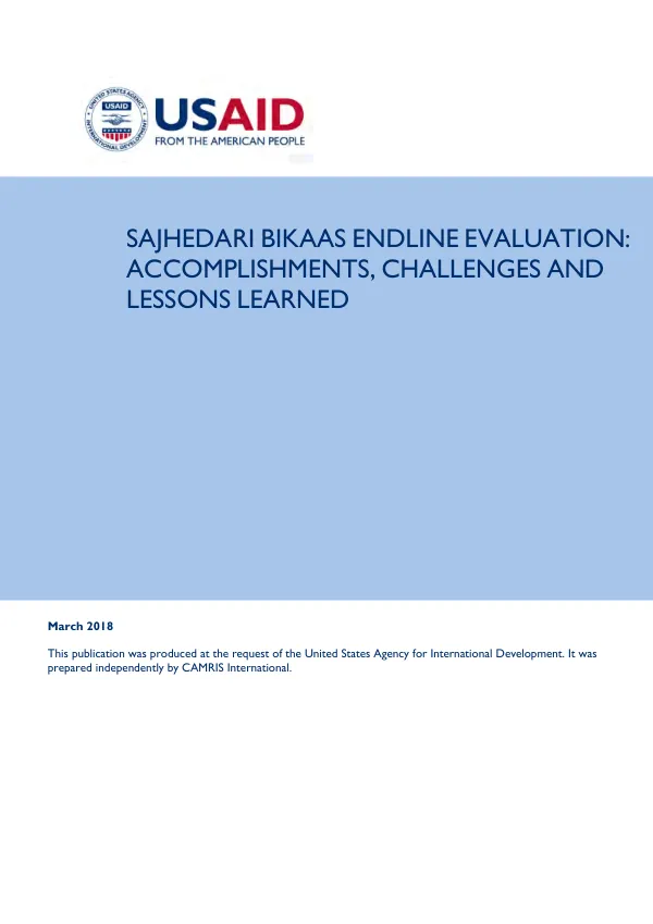 Sajhedari Bikaas endline evaluation : accomplishments, challenges and lessons learned