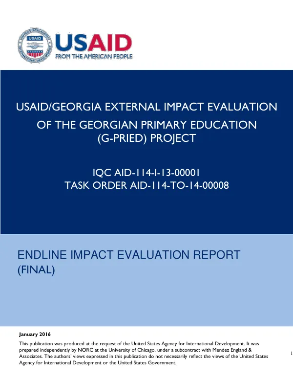 Georgia Primary Education Project: G-PriEd Endline Impact Evaluation Report