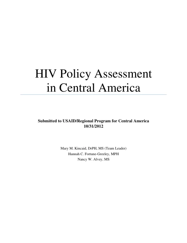 HIV policy assessment in Central America