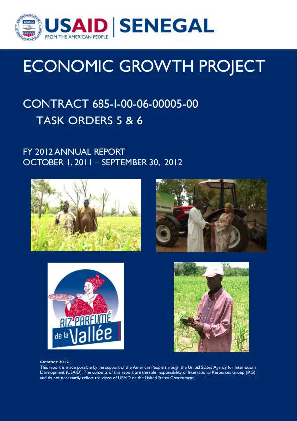 Economic growth project : contract 685-i-00-06-00005-00, task orders 5 & 6 : FY 2012 annual report, October 1, 2011-September 30, 2012