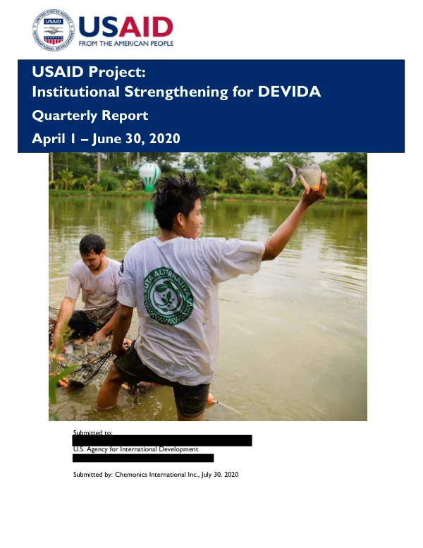 USAID Project: Institutional Strengthening for DEVIDA Quarterly Report April 1- June 30, 2020