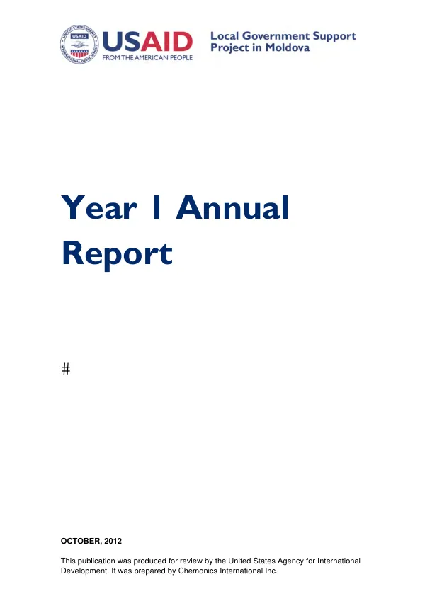 Local government support project in Moldova : year 1 annual report -- February 22-September 30, 2012