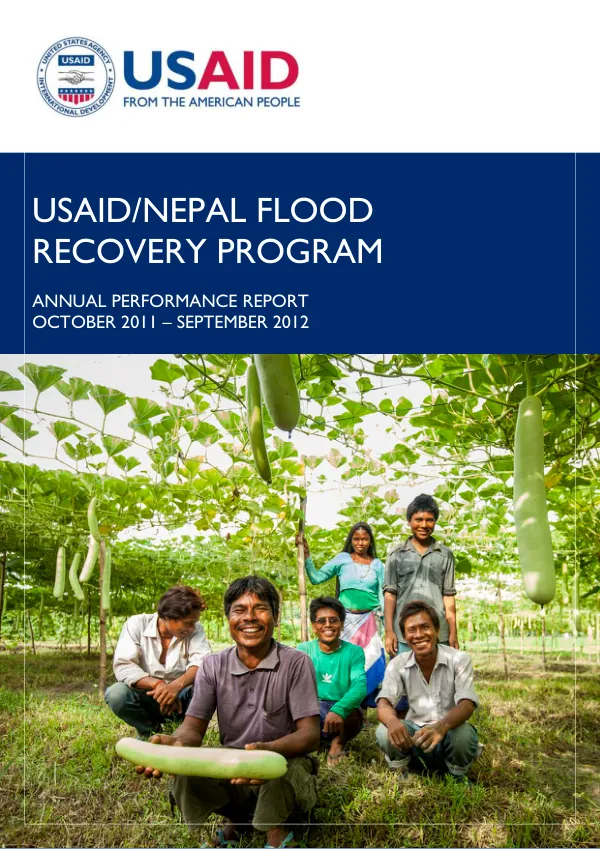 USAID/Nepal flood recovery program -- annual performance report, October 2011-September 2012