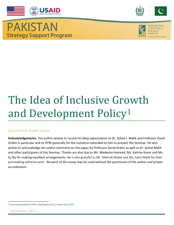The idea of inclusive growth and development policy
