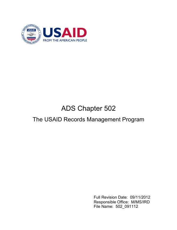 ADS chapter 502 : the USAID records management program