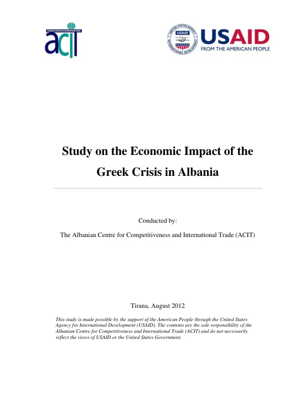 Study on the economic impact of the Greek crisis in Albania