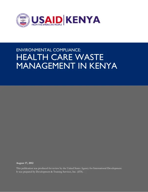 Environmental compliance : health care waste management in Kenya