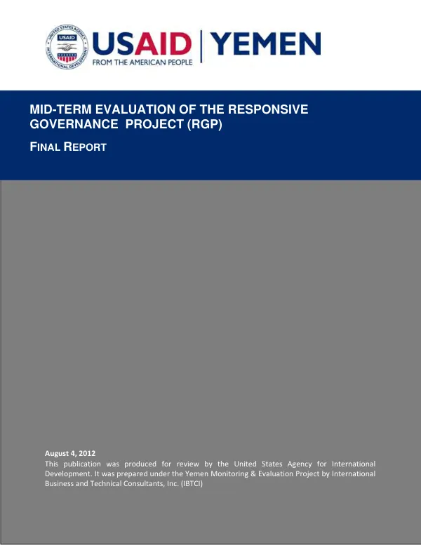 Mid-term evaluation of the responsive governance project (RGP)
