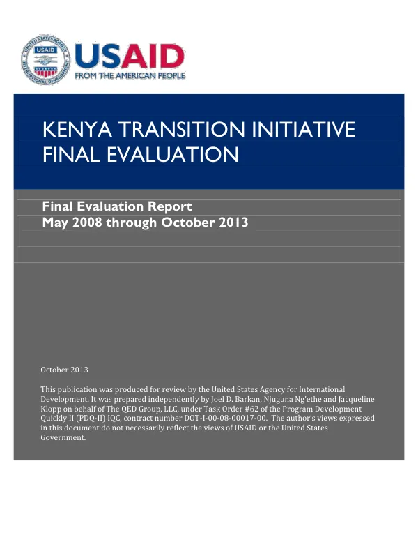 Kenya transition initiative final evaluation