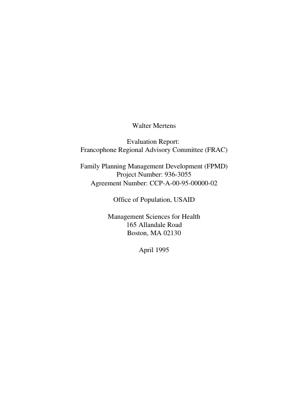 Preliminary evaluation : impact on health status of orphans and vulnerable children in Namibia of mobile primary care clinics provided by the Mister Sister Public Private Partnership