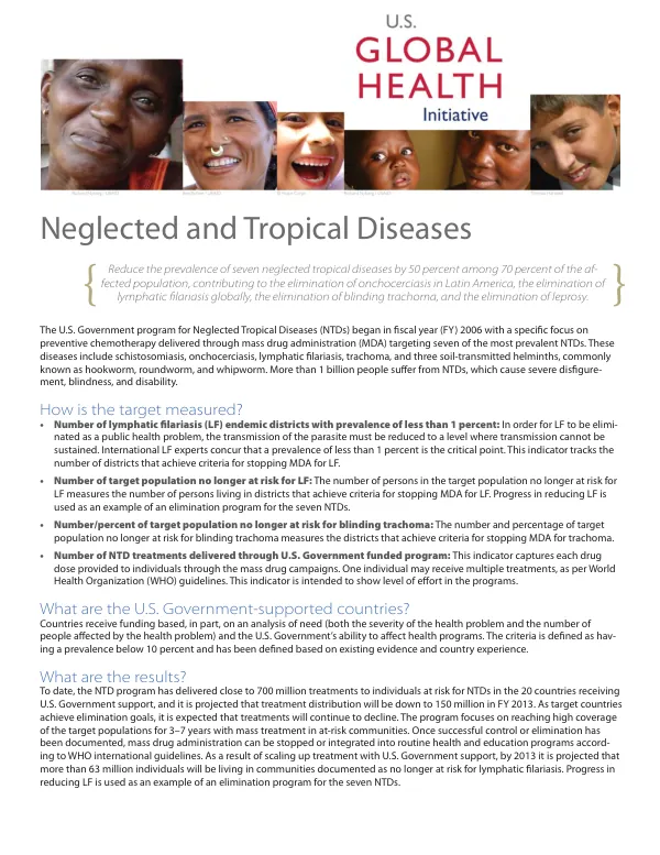 U.S. global health initiative : neglected and tropical diseases
