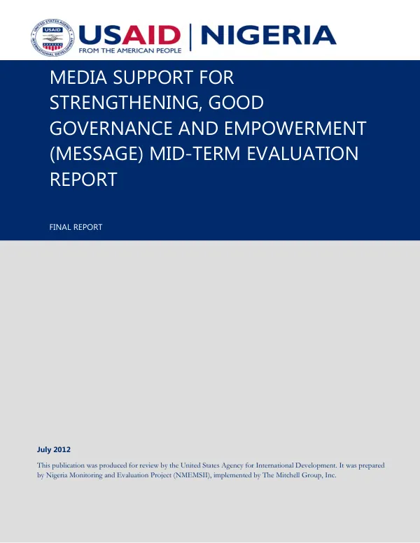 Media support for strengthening, good governance and empowerment (MESSAGE) mid-term evaluation report