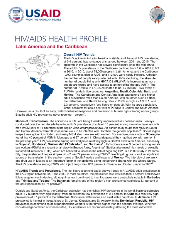 HIV/AIDS health profile : Latin America and the Caribbean