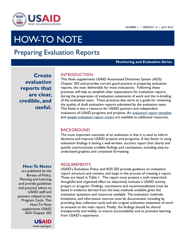 Preparing evaluation reports