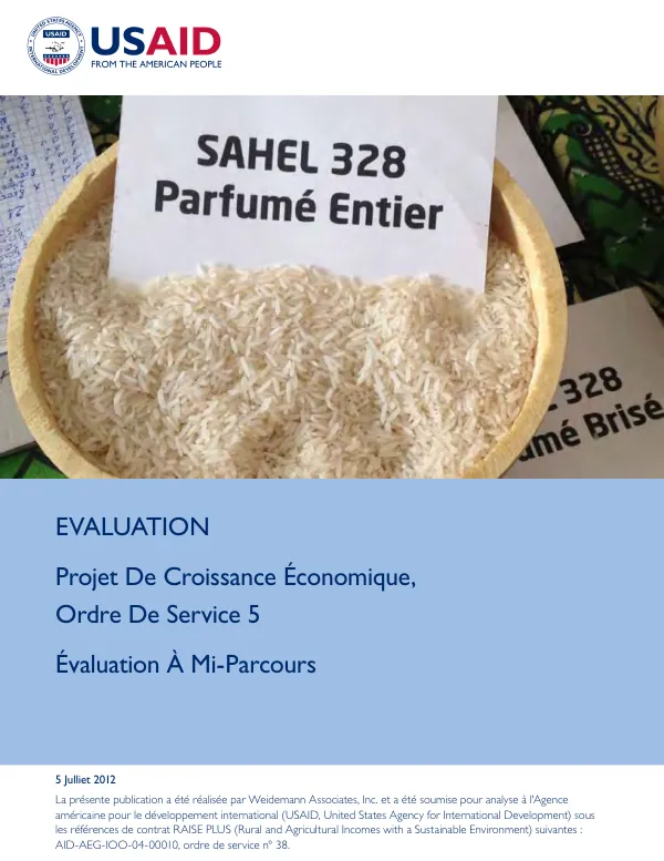 Projet de croissance economique, ordre de service 5 : evaluation a mi-parcours