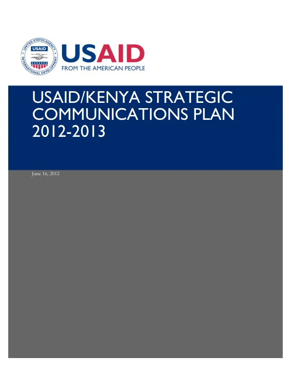 USAID/Kenya strategic communications plan 2012-2013