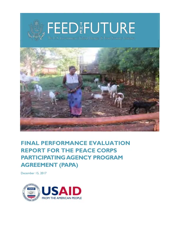 Final performance evaluation report for the Peace Corps participating agency program agreement (PAPA)