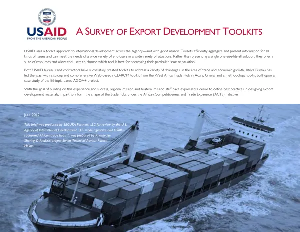 A survey of export development toolkits
