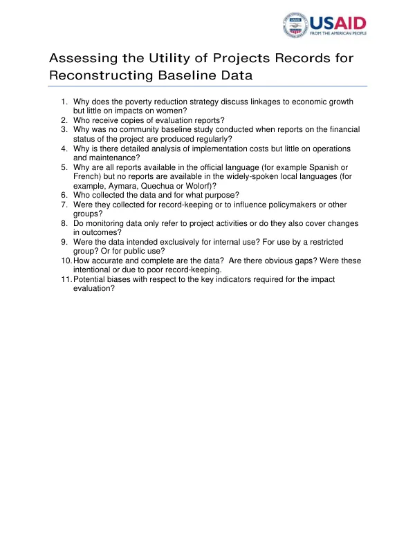 Assessing the utility of project records to reconstruct baseline data