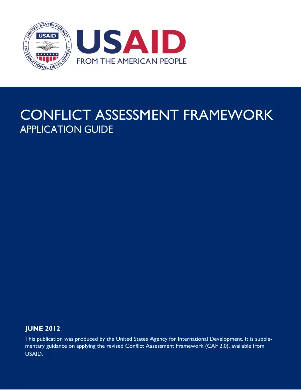 Conflict assessment framework : application guide