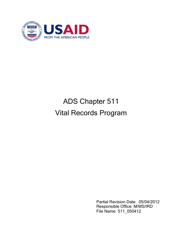 ADS chapter 511 : vital records program