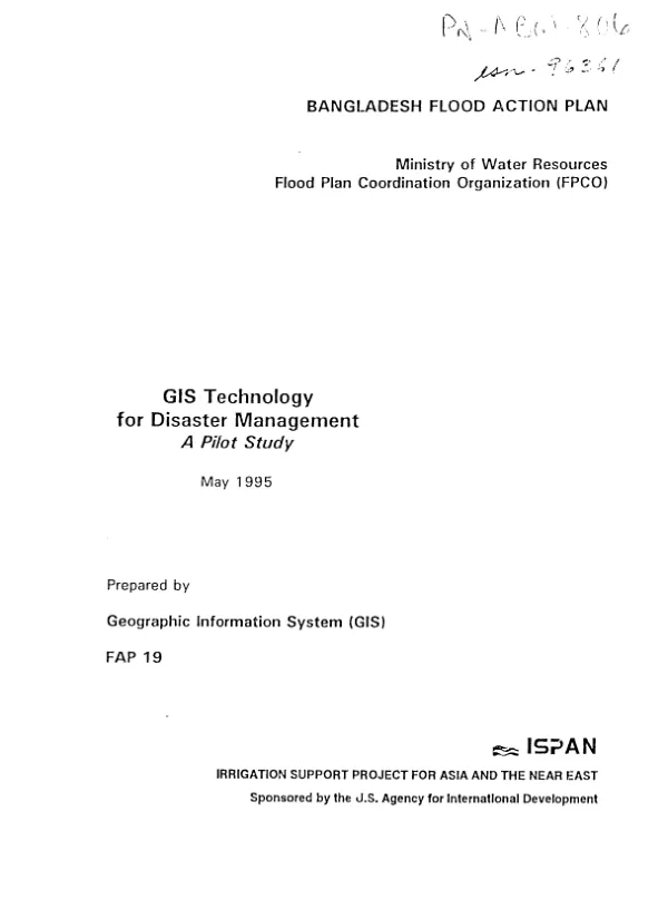 GIS [geographic information system] technology for disaster management : a pilot study