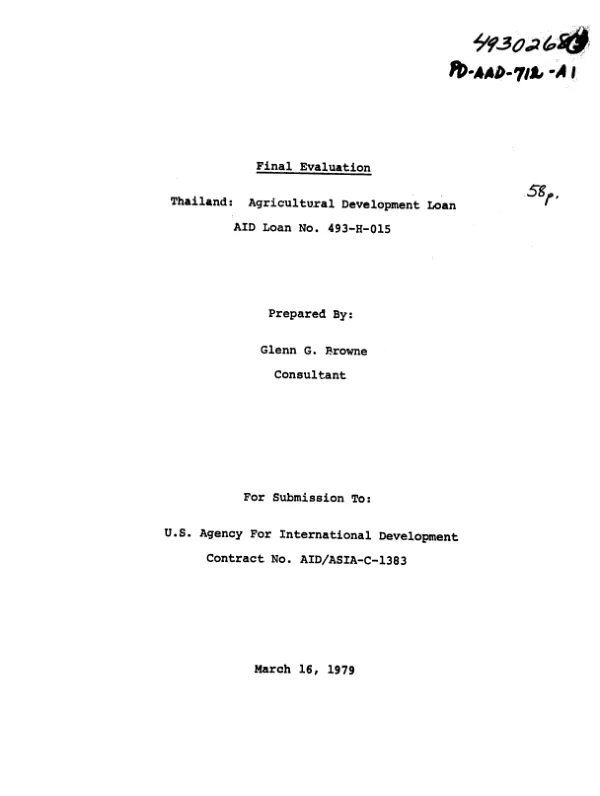 Final evaluation, Thailand : agricultural development loan