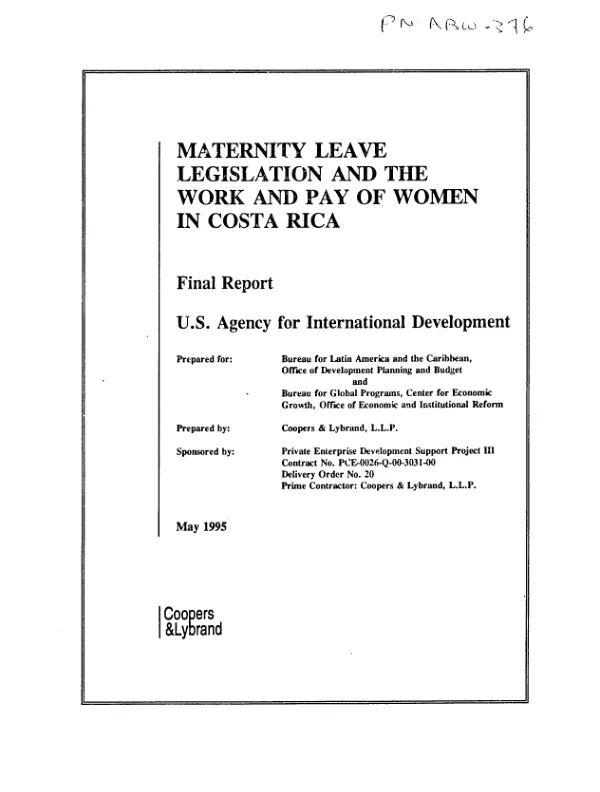 Maternity leave legislation and the work and pay of women in Costa Rica : final report