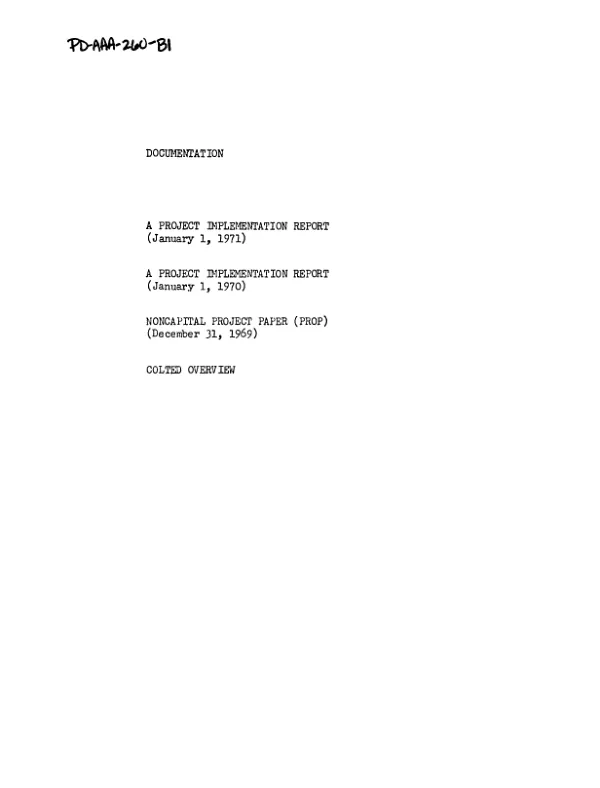 PROJECT IMPLEMENTATION REPORT