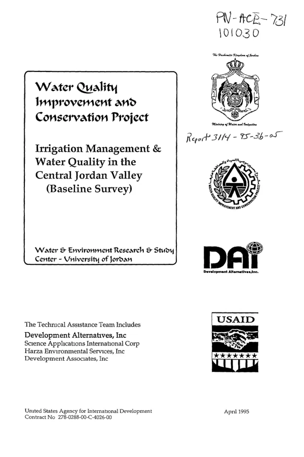 Irrigation management and water quality in the Central Jordan Valley (baseline survey)