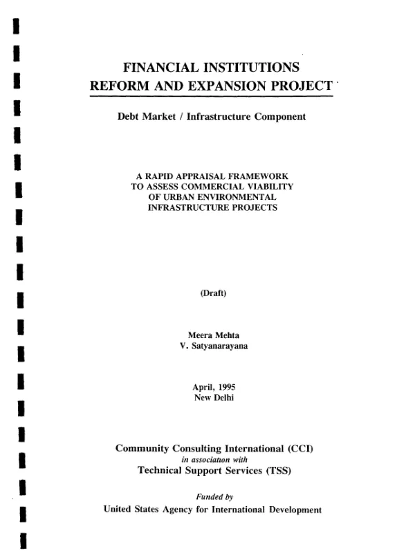Rapid appraisal framework to assess commercial viability of urban environmental infrastructure projects