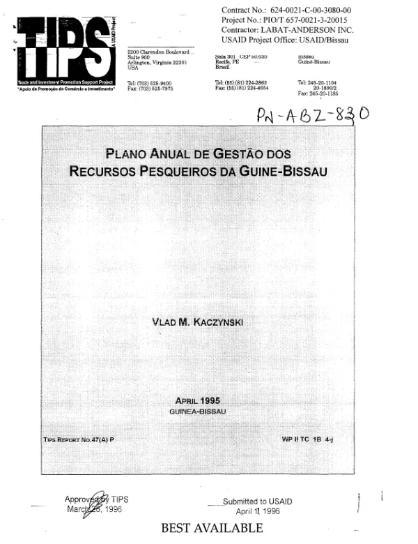 Plano anual de gestao dos recursos pesqueiros da Guine-Bissau