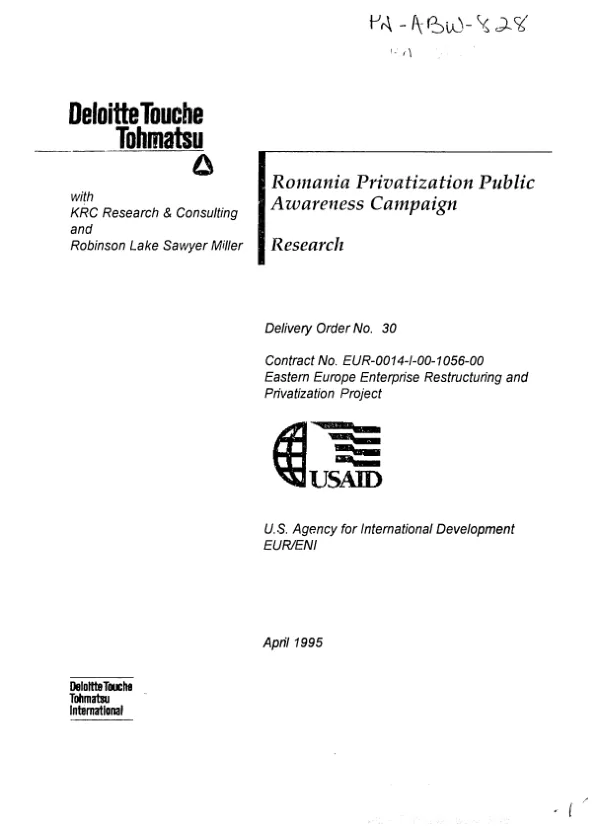 Romania privatization public awareness campaign : research