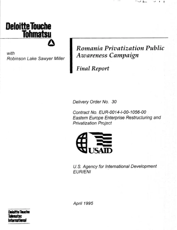 Romania privatization public awareness campaign : final report