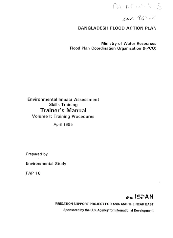 Environmental impact assessment skills training : trainer"s manual -- volume 1. training procedures