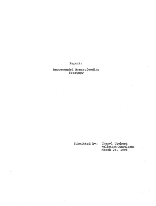 Report : recommended breastfeeding strategy