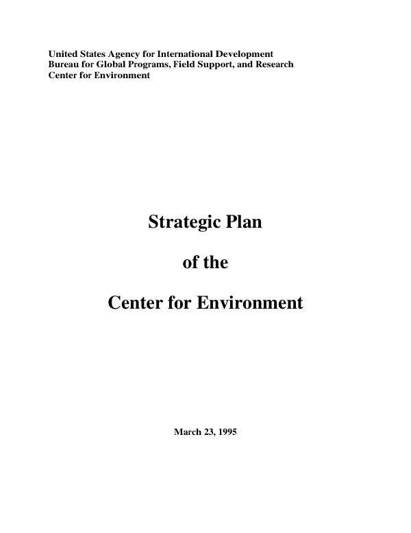 Strategic plan of the Center for Environment