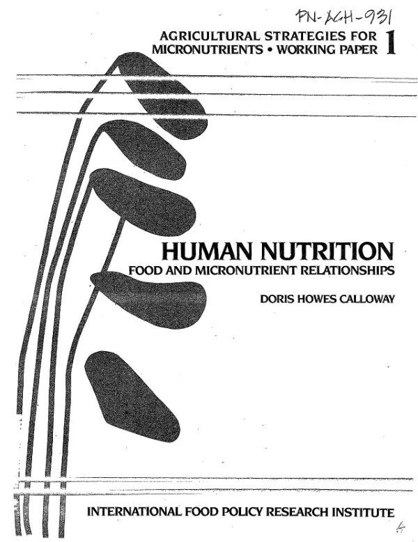 Human nutrition : food and micronutrient relationships