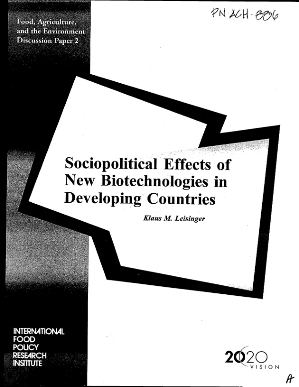 Sociopolitical effects of new biotechnologies in developing countries