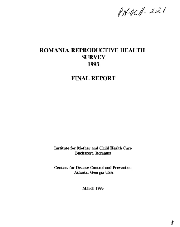 Reproductive health survey Romania 1993 : final report