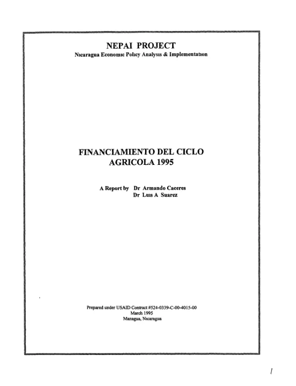 Financiamiento del ciclo agricola 1995
